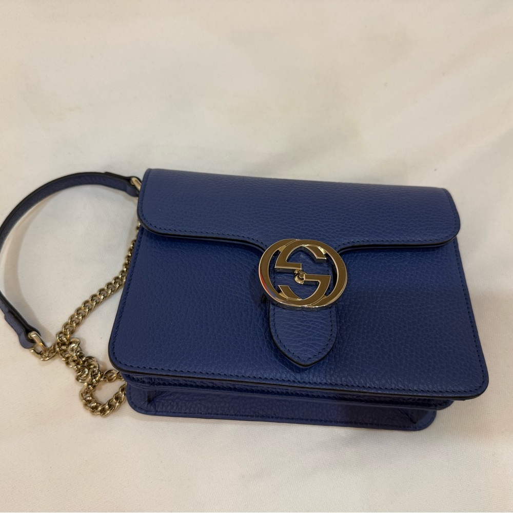 Gucci Royal Blue Crossbody Bag with silver Accent. Brand new. Authentic